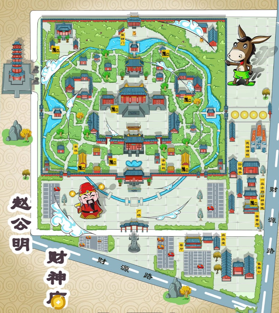 夏邑寺庙类手绘地图